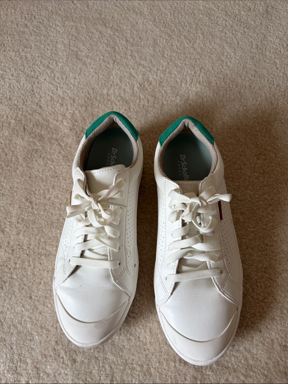 Dr. Scholl's White Sneakers with Green Heel Trim